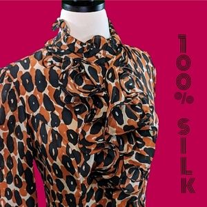 100% Silk Etcetera Animal Print Blouse